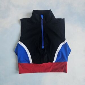 Colorblock Sleeveless Top with Zipper